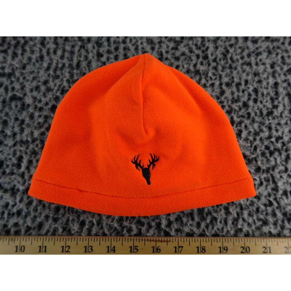 Hot Shot Orange Fleece Beanie Hat with Deer Antler‎ Logo One Size